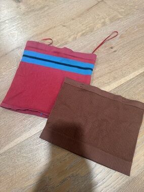 BDG Brown Ribbed Strapless Top